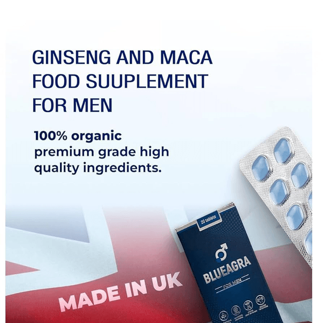 BlueAgra Ginseng Tablets for Men | 100mg | Made in UK